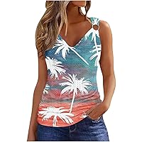 Womens Cowl Neck Eyelet Embroidery Tank Tops O Rings Shoulder Tunic Feather Printed Sleeveless Summer Casual Blouses