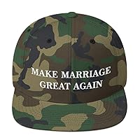 Make Marriage Great Again Hat (Embroidered Flat Bill Cap) Getting Married Bride Groom Gag Gift