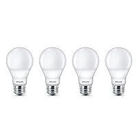 LED Dimmable A19 Light Bulb with Warm Glow Effect 800-Lumen, 2200-2700 Kelvin, 9.5-Watt (60-Watt Equivalent), E26 Base, Frosted, Soft White, 4-Pack