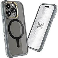 Ghostek Covert iPhone 15 Pro MagSafe Case Clear - Hard Anti-Scratch Back, Silicone Bumper, Compatible with Apple MagSafe Accessories, Shockproof Phone Cover (6.1 Inch, Gray)
