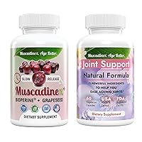 BioPerine, Curcumin & Muscadine Joint Support Two-A-Day Bundle. 15mg Piperine, 900mg Turmeric, 650mg Muscadine Antioxidants Plus 9 Flexibility Ingredients