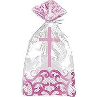 Unique Fancy Pink Cross Cellophane Bags - 5