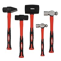 5 Piece Hammer Set Mechanic Tool Kit - Nail Hammers Shop Automotive Set, Ball Peen Hammer, Sledge Mallet Tools