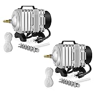 Simple Deluxe Air Pump with Adjustable Air Flow Outlets for Aquarium, Pond, Hydroponics Systems, Silver, 2 Pack