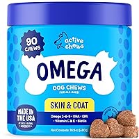Omega 3 Fish Oil for Dogs Soft Chews 90 ct - Omega 3 for Dogs with Biotin & Vitamin E for Shiny Coat - Dog Skin and Coat Supplement for Itchy, Dry Skin - Shedding Omega 3 6 9 Oil for Dog