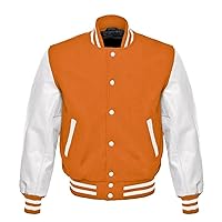 Unisex Women/Mens Varsity Letterman Jacket | College Baseball High School Bomber Wool + Faux Leather Jacket