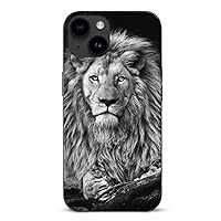 Black and White African Lion Shockproof Slim Thin TPU Phone Case Compatible with iPhone 15 Plus/Pro/Pro Max iPhone 15