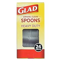 Glad Clear Plastic Spoons, Heavy Duty Disposable Cutlery Set, Standard Size, Clear Disposable Spoons, Pack of 24 - Perfect for Parties, Camping, and Everyday Use