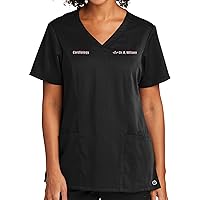 Custom Emroidered Scrub Top Add Your Embroidery Text Logo Monogram Initials Womens Premiere V-Neck Top
