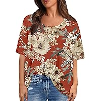 Womens Casual Short Sleeve T-Shirts Crew Neck Boxy Fit Solid Color and Print Trendy Tops Soft Elegant Outdoor Blouse