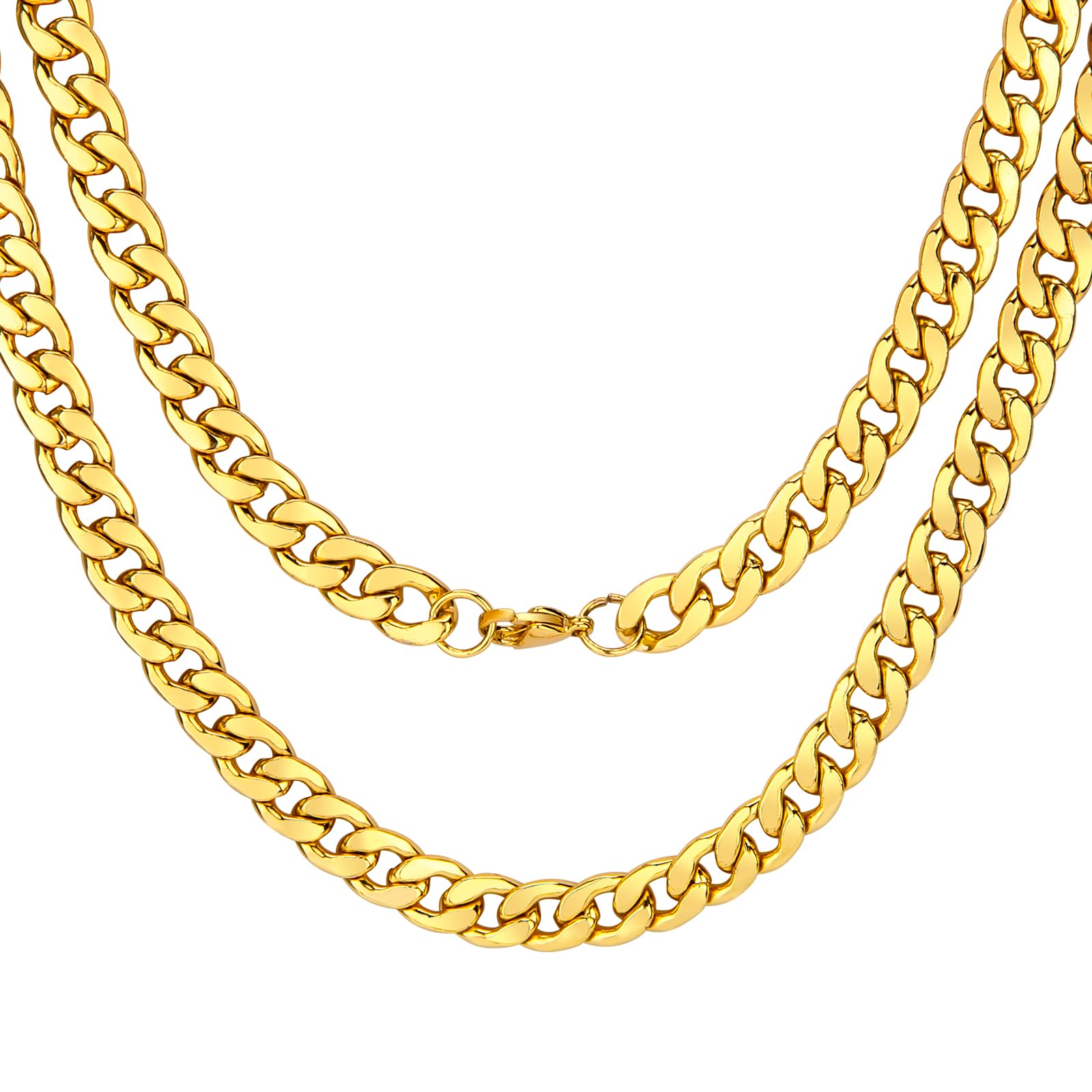 Adecco LLC Gold Chain, Necklace for Men, 24inch Gold Necklace Ultra Luxury Look & Feel Real Solid 14k Gold plated Curb Fake Chain Necklace 10mm (24inch, Gold) (24inch) (Gold, 24inch)