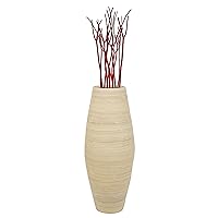 Bamboo Cylinder Shaped Floor Vase - Handcrafted Tall Decorative Vase - Ideal for Dining Room, Living Room, and Entryway - Elegant Statement Piece for Home Decoration, 27.5 Inch Natural