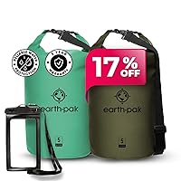 Earth Pak Waterproof Dry Bag - Roll Top Waterproof Backpack Seafoam Green 5L & Forest Green 5L