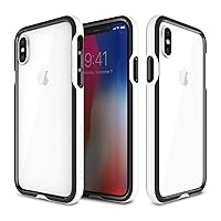 PATCHWORKS iPhone X Case, [Level Silhouette Series] One Piece Triple Material TPU PC with Added Corner Cushion Drop Protection Bumper Frame Case for iPhone X / 10 - White