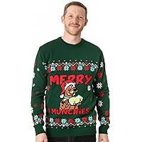 Scooby-Doo Adults Christmas Jumper Mens Merry Munchies Green Knitted Sweater