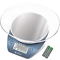 0.1g Food Scale, Bowl, Digital Grams and Ounces for Weight Loss, Dieting, Baking, Cooking, and Meal Prep, 11lb/5kg, Stainless Steel Prussian Blue