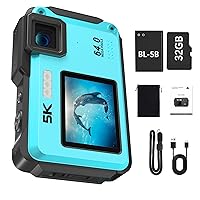 Underwater Cameras, 1080P Waterproof Digital Camera 44 MP Autofocus Function Selfie Dual Screens with 16X Digital Zoom