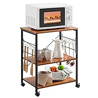Mr Ironstone Kitchen Stand Microwave Cart 23.7'' for Small Space, Coffee Cart 3-Tier Rolling Utility Microwave Oven Rack on Wheels, Vintage