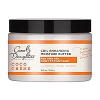 Coco Creme Coil Enhancing Moisture Butter, with Coconut Oil and Mango Butter, for Very Dry Curly Hair, Paraben and Silicone Free, 12 oz