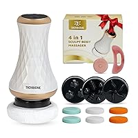 4in1 Upgraded Cordless Cellulite Massager Body Sculpting Machine LED Display 10 Intensity Levels 12 Massage Modes 3 Massage Heads 6 Washable Pads For Abdomen Waist Arms Legs Stomach