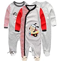 Kiddiezoom Baby and Toddler Boys'Snug Fit Footed Cotton One-Piece Romper Jumpsuit