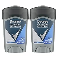 Degree Men Clinical Protection Antiperspirant Deodorant 72-Hour Sweat & Odor Protection Clean Prescription-Strength Antiperspirant For Men with MotionSense Technology 1.7 oz, Pack of 2