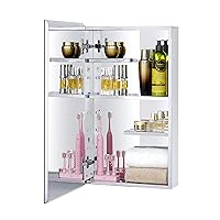 Bathroom Wall Cabinet with Half Cut Shelves,14.8 x 25.6 Stainless Steel Storage Cabinet, Bathroom/Living Room Medicine Cabinet