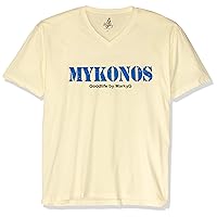Mykonos Graphic Printed Premium Tops Fitted Sueded Short Sleeve V-Neck T-Shirt