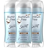 Secret Aluminum Free Deodorant for Women, Coconut Scent, 2.4 oz (Pack of 3)