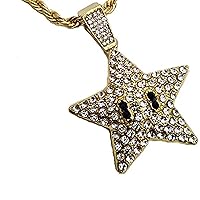 1.50 Ct Round Cut Black & White Dimaond Star Charm Pendant 14k Yellow Gold Plated 925 Sterling Silver