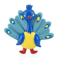 Nuby Squeezy Teethe Soft Rubber Teething Toy - BPA-Free Baby Teething Toy - 3+ Months - Peacock