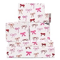 CENTRAL 23 Girls Wrapping Paper Birthday - Pretty Bows - 6 Sheets Of Trendy Pink Gift Wrap - Aesthetic Gifts For Women Teenagers - Comes With Stickers