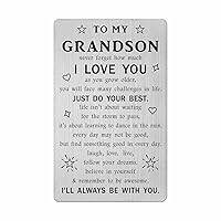 TANWIH Grandson Gifts from Grandma - Grandson Engraved Wallet Card - Inspirational Birthday Graduation Gifts for Grandson from Grandpa