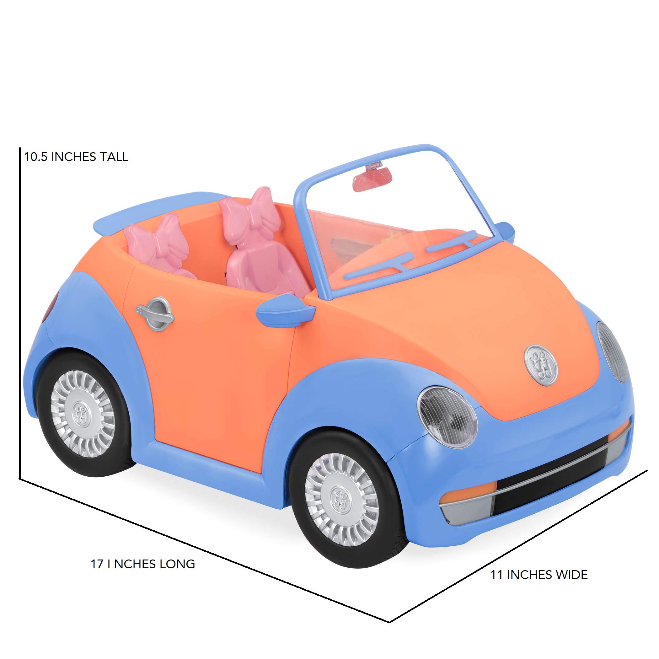 Glitter Girls - Convertible Car for 14-inch Dolls - Toys, Clothes & Accessories for Girls 3-Year-Old & Up, Blue, Orange, Pink