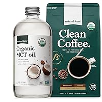 Natural Force Organic Ground Dark Roast Clean Coffee + Organic MCT Oil Bundle – 100% Pure Coconut MCTs & Mold & Mycotoxin Free Coffee – Non-GMO, Keto, Paleo, and Vegan - 10Oz and 16Oz