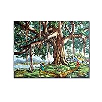 THAELY G. Manohar Raja Art Poster Banyan Tree Vintage Canvas Wall Decor Canvas Painting Wall Art Poster for Bedroom Living Room Decor 24x32inch(60x80cm) Unframe-style