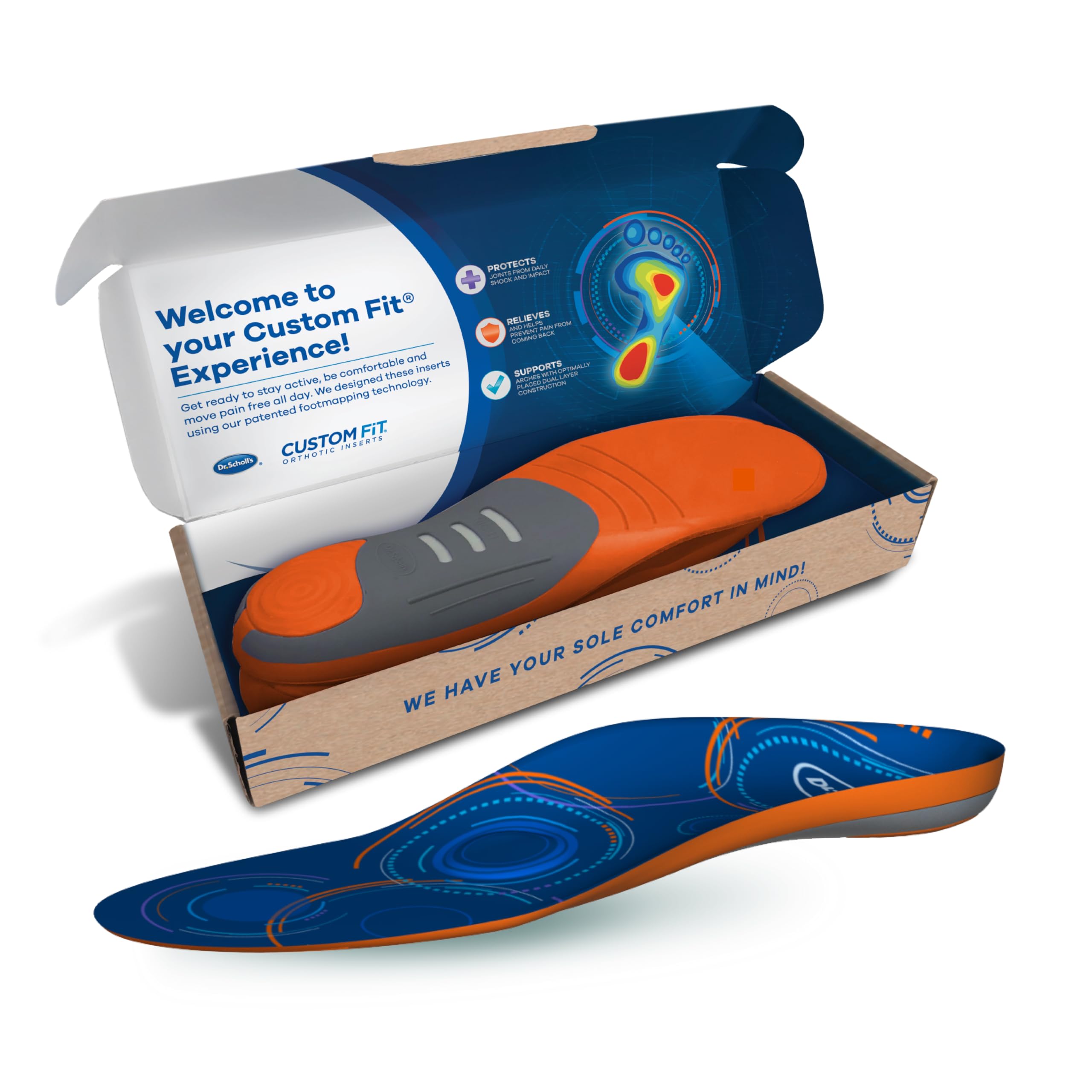 Dr. Scholl's Custom Fit Orthotics 3/4 Length Inserts, CF 780, Customized for Your Foot & Arch, Immediate All-Day Pain Relief, Lower Back, Knee, Plantar Fascia, Heel, Insoles Fit Men & Womens Shoes