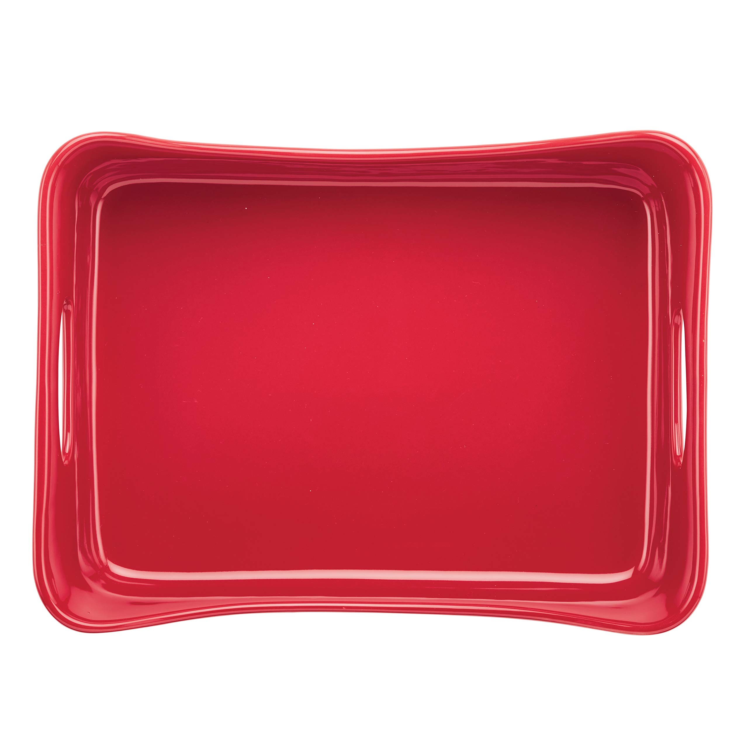Rachael Ray Solid Glaze Ceramics Bakeware / Lasagna Pan / Baker, Rectangle - 9 Inch x 12 Inch, Red