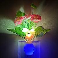 Plug-in Night Light, Auto Sensor Night Light, Flower Mushroom Night Light, Color Changing Nursery Light, Bedroom Night Light for Kids, Wall Based Flower Lamp Home Decor