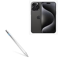 BoxWave Stylus Pen Compatible with Apple iPhone 15 Pro Max - AccuPoint Active Stylus, Electronic Stylus with Ultra Fine Tip - Metallic Silver