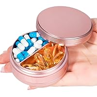 Pill Case 2 Compartment Metal Pill Box - Portable Travel Pill Container for Pocket or Purse, Waterproof Pill Organizer for Medicine Vitamin Fish Oil and Supplements