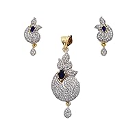 Handcrafted Pendant and Earrings Set Gold Plated Traditional Rich Designer Jewellery for Women and Girls Gift for Wife, Girlfriend, Mother, Sister