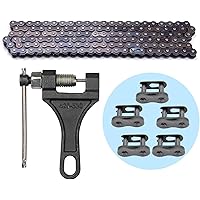 Belleone 420 Motorcycle Chain - 420 Standard Roller Chain 132 Link + Chain Breaker Fits for 110cc 125cc Dirt Pit Bike ATV Quad Go Kart Scooter Mini Bike with 10 Free Master Links