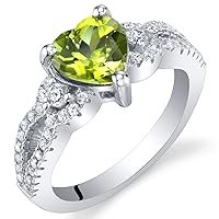 PEORA 925 Sterling Silver Heart Soulmate Ring for Women, Heart Shape, Various Gemstones, Sizes 5 to 9