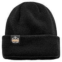 Ergodyne N-Ferno 6811Z Rib Knit Hat with Zippered Pocket for Bump Cap Insert,Hat only, Black,3 months