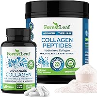 Collagen Supplements Bundle - 2-in-1 Hydrolyzed Collagen Peptides Powder and Collagen Pills - Grass Fed Bovine Collagen for Women and Collagen for Men