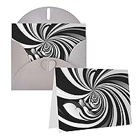 White Black Swirl Design Printed Greeting Card Internal Blank Folded Cards 6×4 Inches Funny Birthday Cards Thank You Card With Colorful Envelopes For All Occasions