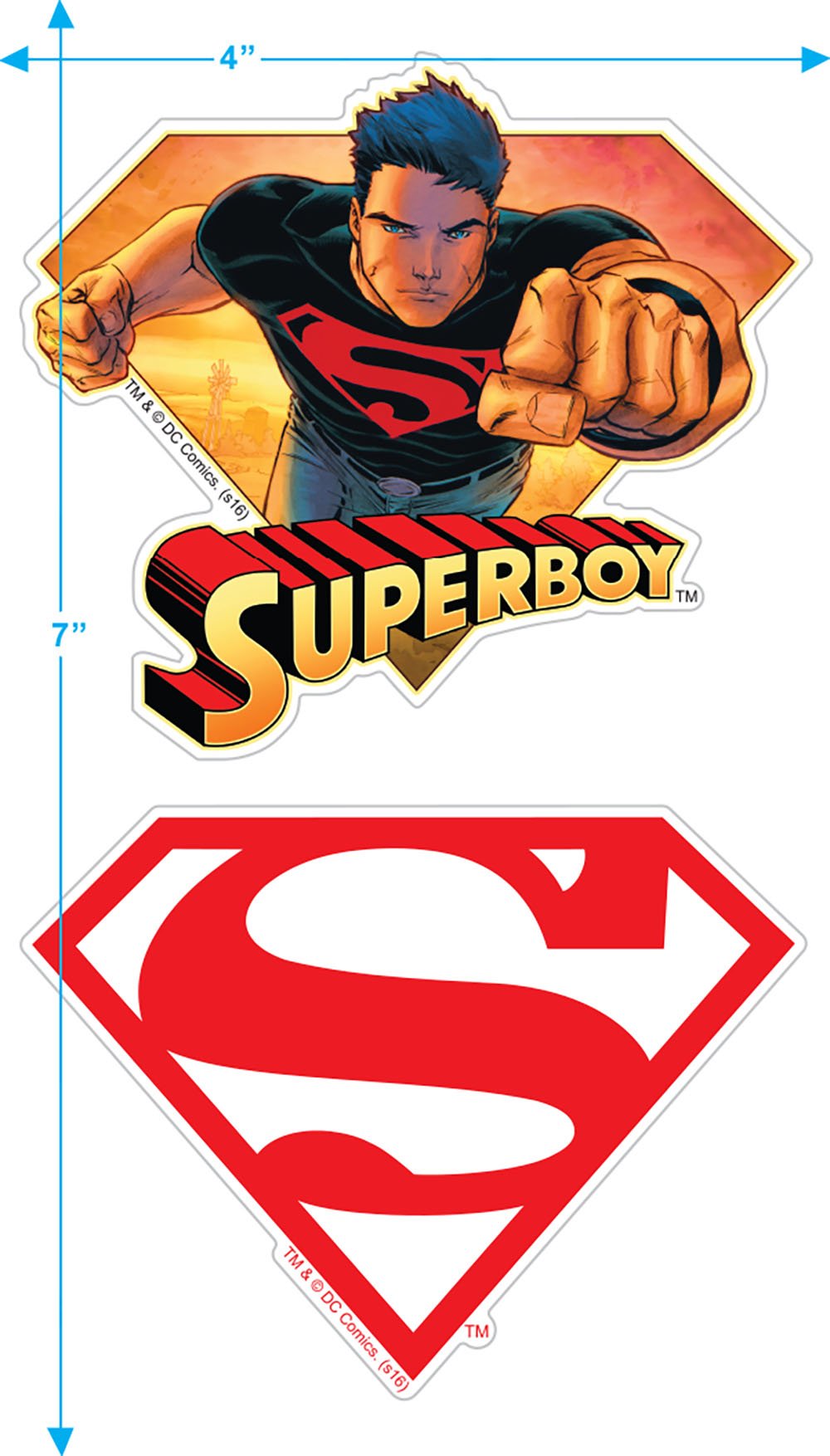 Popfunk Classic Superboy Superman Logo T Shirt & Stickers