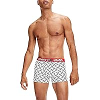 Tommy Hilfiger Men's boxer with visible elastic print underwear TH article UM0UM02181 TRUNK, 0NR Ag/Tommy Jeans/Logo White, Medium
