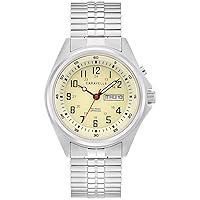 by Bulova Men's Traditional 3-Hand Day and Date Quartz Watch, Light Up, Stainless Steel, 40mm